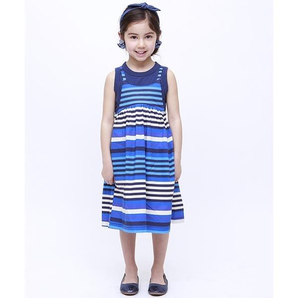 ワンピース キッズストレッチ マルチボーダー柄 ワンピース キッズ 子供服 女の子