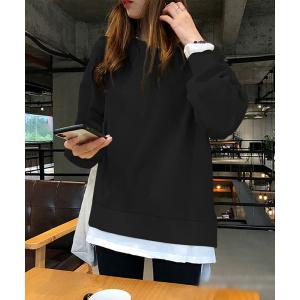 スウェット 重ね着風ゆるトレーナー