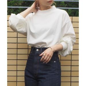 tシャツ Tシャツ モックネックボリューム袖ロンT