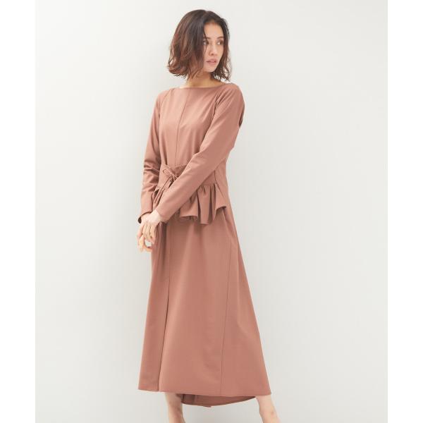 ワンピース ウエストペプラムロングワンピース