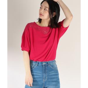 tシャツ Tシャツ レース切替プルオーバー