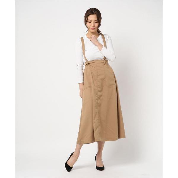 スカート ツイルサスペンダー付きフレアスカート