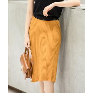 スカート リブ切替ニットフレアスカート