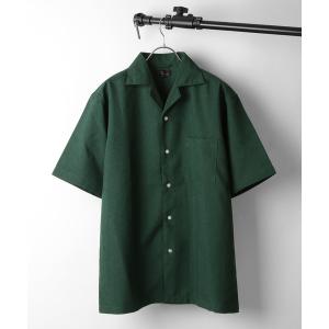 メンズ シャツ ブラウス ポリシャンブレーワイドオープンカラーシャツ / 半袖 開襟シャツ リラックス