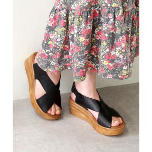 サンダル BUENO （ブエノ） / 本革 クロスベルトウエッジソールサンダル L3402 厚底サンダル レディース