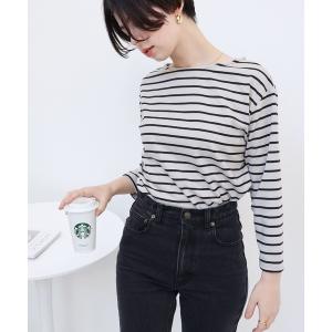 tシャツ Tシャツ ポンチ長袖ボートネックTシャツ トップス