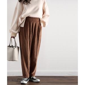 パンツ コーデュロイ無地ワイド・テーパードパンツ(フルレングス)
