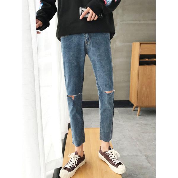 ジーンズ 「neos -addictive design-」2タイプ ダメージ テーパード カットオ...