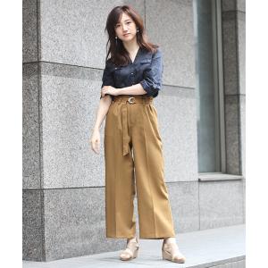 パンツ ストレートタックパンツ