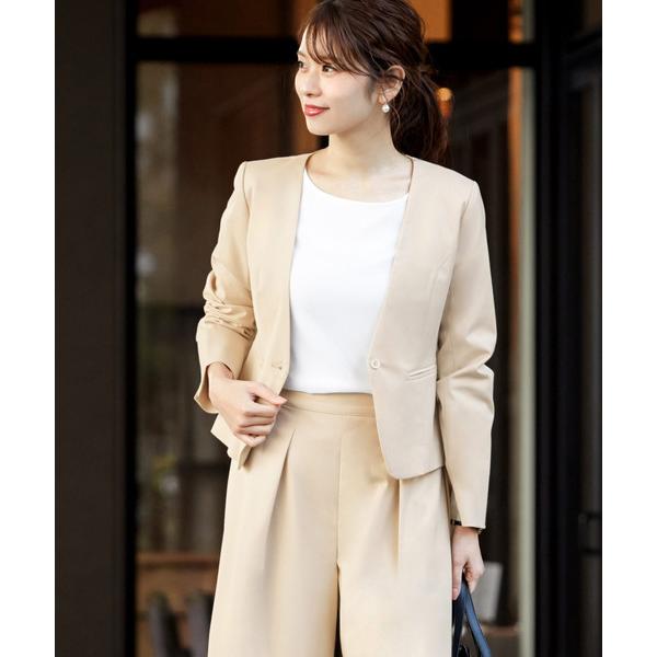 セットアップ ノーカラージャケット クロップド丈パンツ セットアップ スーツ フォーマル セレモニー...