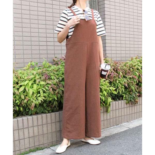 サロペット オーバーオール スラブガーゼサロペット レディース