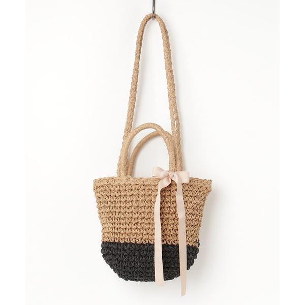 かごバッグ カゴバッグ リボン付き2WAYかごバッグ