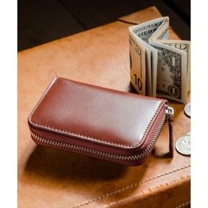 コインケース 札入れ ラウンドファスナー コードバン調/カーボン