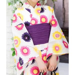 浴衣 綿麻浴衣4点セット/作り帯コーデ レディース