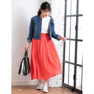 スカート 楊柳フレアロングスカート