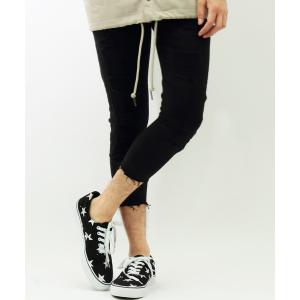 パンツ デニム ジーンズ ダメージ 8分丈 スキニー デニム クロップドパンツ