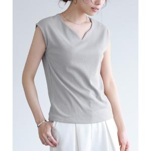 tシャツ 選べるフレンチスリーブテレコリブカットソー キーネック クルーネック レディース
