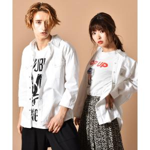 シャツ ブラウス デニムウエスタンシャツ 七分袖 ホワイトデニム