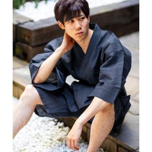 甚平 浴衣 メンズ 綿麻甚平 しじら織り S/M...の商品画像