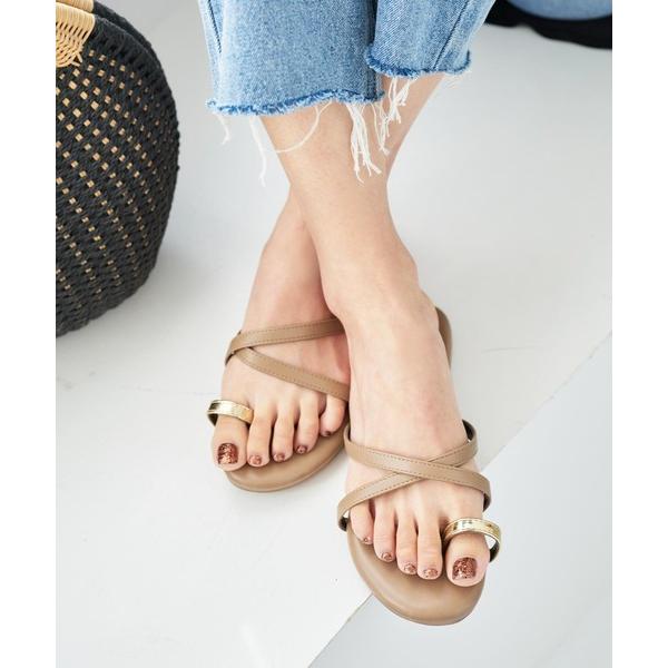 サンダル サムループクロスフラットサンダル レディース