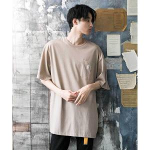 tシャツ Tシャツ ビッグシルエット クルーネックポケット付き半袖Tシャツ