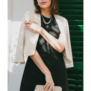 ジャケット ノーカラージャケット ノーカラー美ラインジャケット レディース