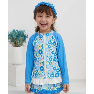 ラッシュガード キッズ 女の子用長袖ハイネックジップアップラッシュガード
