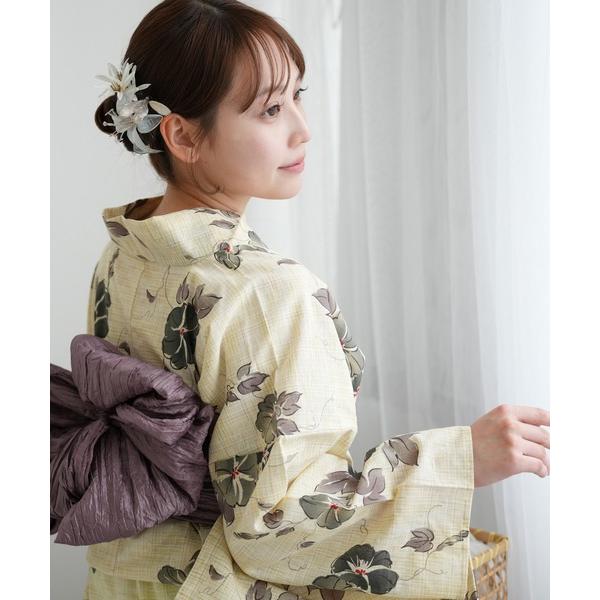浴衣 浴衣3点セット 綿麻 こぼれる朝顔 レディース