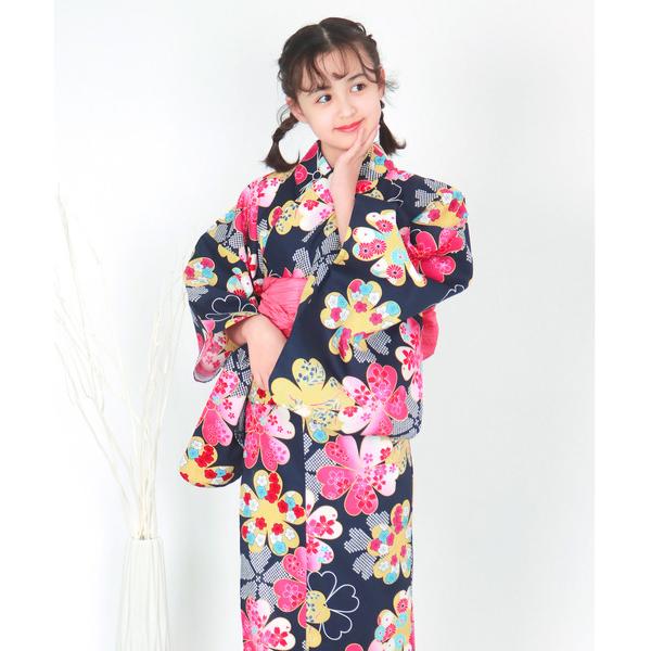 浴衣 浴衣 女の子 子供 3点セット( 浴衣 + 帯 + 下駄 ) レトロB キッズ 子供 女の子