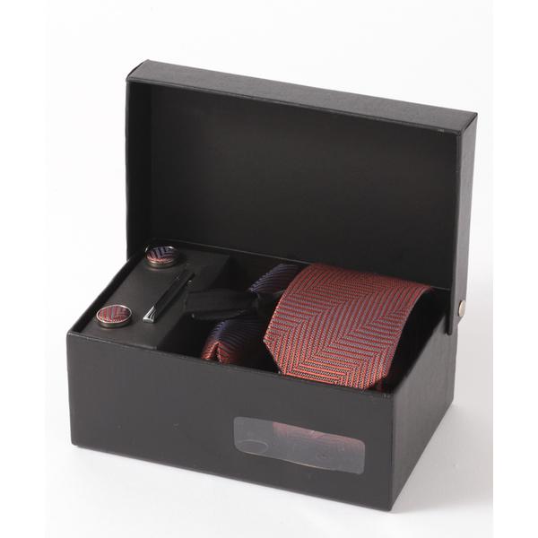 ネクタイ ヘリンボーン シルク編みネクタイ メンズ スーツ ギフト箱4点セット ナロータイ