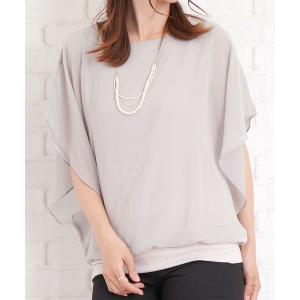 シャツ ブラウス 半袖シフォントップス