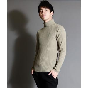 ニット WEB限定　カシミヤタッチ リブタートルネックニットセーター