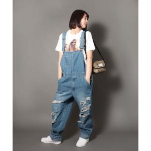 サロペット オーバーオール ダメージ加工オーバーオール