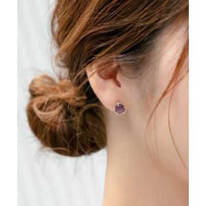ピアス メタルフレーミングカラーピアス/天然石