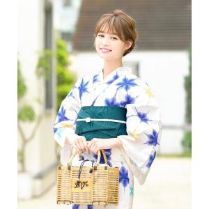 utatane 浴衣 浴衣3点セット 綿麻 紺色の麻の葉と鞠 レディース