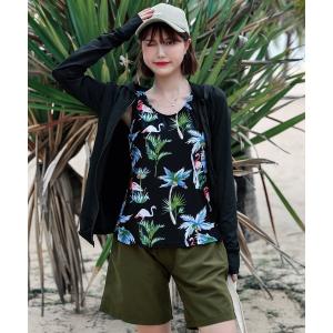 水着 体型カバー水着ビキニ レディース タンキニ＋ラッシュガード＋ショートパンツ 4点セット レディース