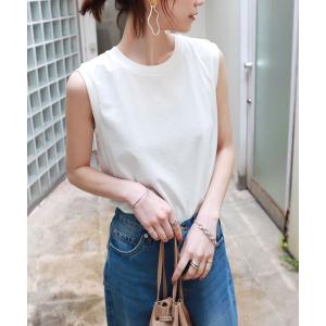 tシャツ Tシャツ コットンストレッチノースリーブTシャツトップス