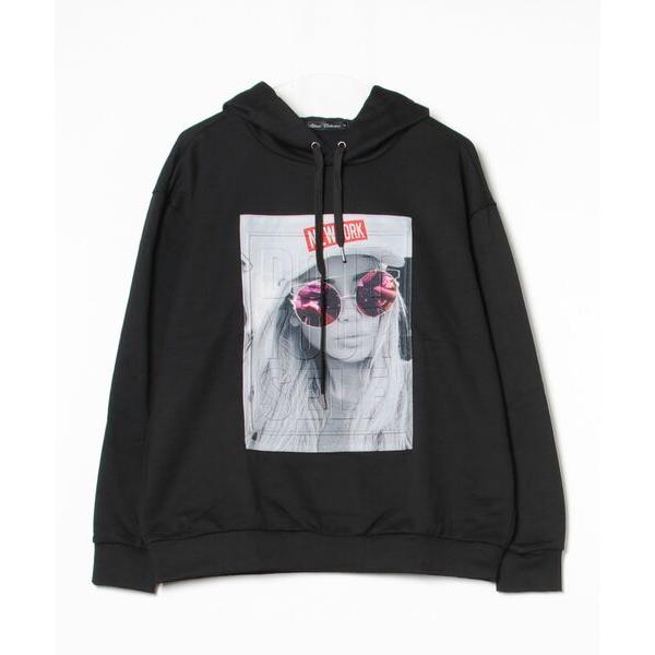 パーカー エンボス加工ガールプリントビッグシルエットパーカー メンズ レディース