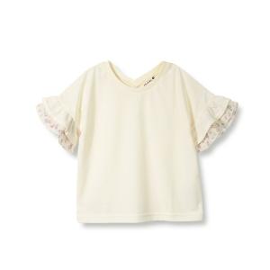 tシャツ 袖花柄フリル5分袖Tシャツ キッズ 子供服 女の子