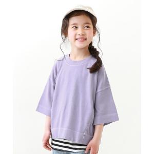 tシャツ ピグメント加工コクーン7分袖Tシャツ キッズ 子供服 男の子 女の子