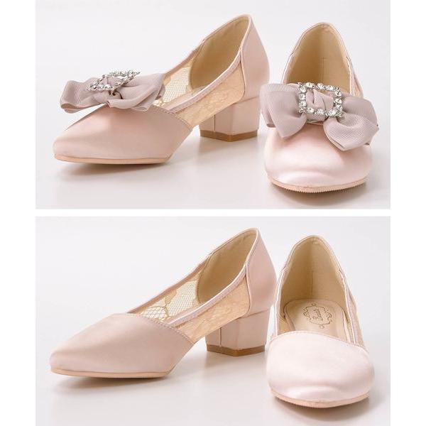 パンプス 「歩きやすくて上品」取り外しリボンで印象チェンジ！6cmヒール/2wayセパレートレースチ...