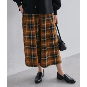 パンツ ［低身長サイズ有］裏起毛クロップドガウチョパンツ（ワイドパンツ）
