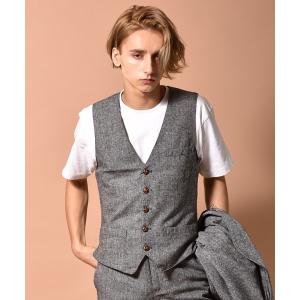 ベスト スーツ ツイード ジレベスト 無地 ヘリンボーン