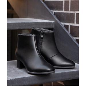 レインシューズ 「フワラク」防水 ブーツ 通勤/仕事 5cmヒール(3E) スクエアトゥ レディース