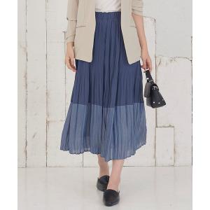 パンツ バイカラーウエストゴムサテンフレアスカンツ