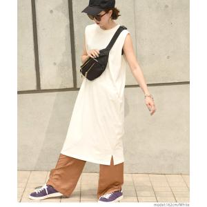 ワンピース ノースリーブコットンワンピース