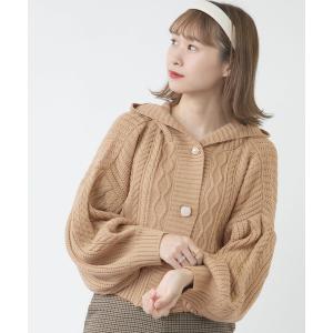 カーディガン ボリュームスリーブケーブルニットフーディーカーディガン【ZOZOTOWN限定アイテム】
