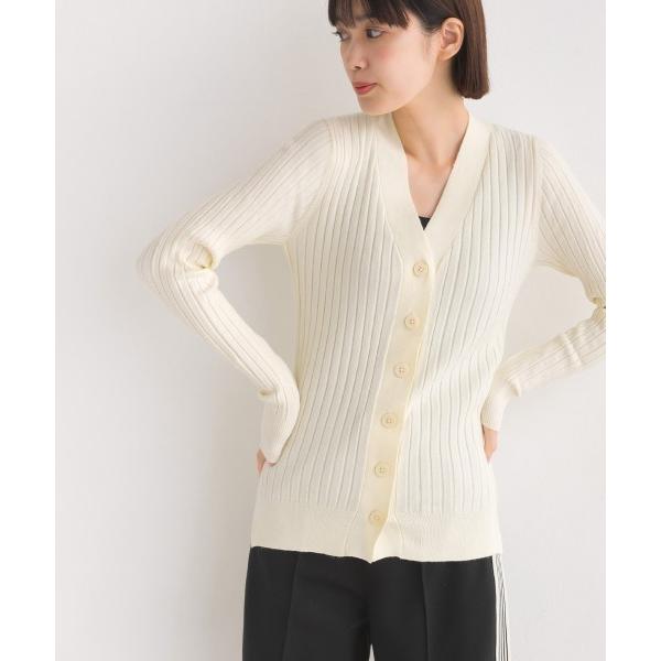 カーディガン R/N　リブニットカーディガン レディース