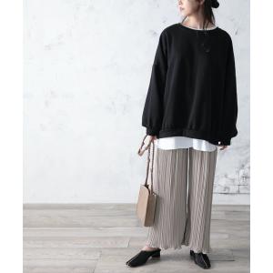 スウェット ボリューム袖 無地ビッグシルエットトレーナー