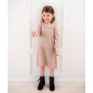 ワンピース フリルカラーリブニットワンピース KIDS